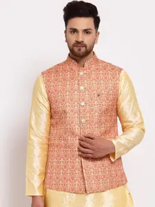 MOHANLAL SONS Woven Design Silk Blend Nehru Jackets