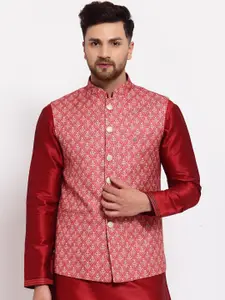 MOHANLAL SONS Woven Design Silk Blend Nehru Jackets