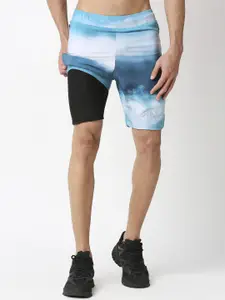 AESTHETIC NATION Men Ombre Printed Slim Fit Rapid-Dry Training or Gym Sports Shorts