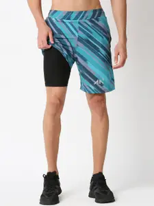 AESTHETIC NATION Men Printed Slim Fit Rapid-Dry Training or Gym Sports Shorts