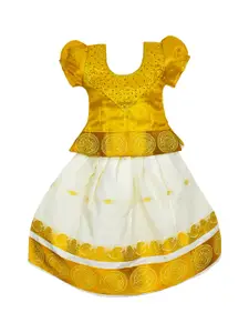 AMIRTHA FASHION Girls Woven Design Ready to Wear Lehenga & Choli