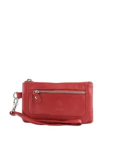 Kara Women Red Leather Zip Around Wallet