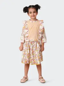 Fabindia Girls Printed Pure Cotton Top with Skirt