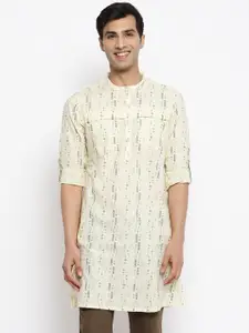 Fabindia Men Abstract Printed Mandarin Collar Cotton Kurta