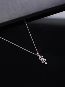 HOT AND BOLD Women Rose Gold-Plated Cubic Zirconia Pendant Necklace