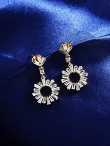 HOT AND BOLD Gold-Plated Zircon Studded Classic Drop Earrings