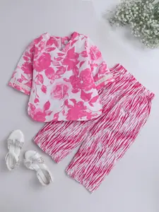 The Magic Wand Girls Floral Printed Pure Cotton Night Suit