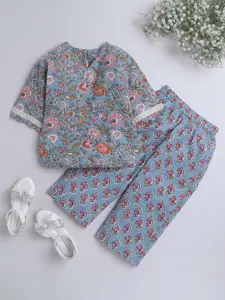 The Magic Wand Girls Floral Printed Pure Cotton Night Suit