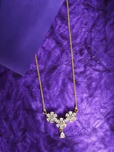 HOT AND BOLD Women Gold-Plated Cubic Zirconia Floral Necklace