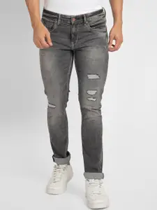 SPYKAR Men Slim Fit Low-Rise Mildly Distressed Heavy Fade Cotton Jeans