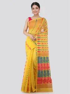PinkLoom Floral Woven Design Pure Cotton Jamdani Saree