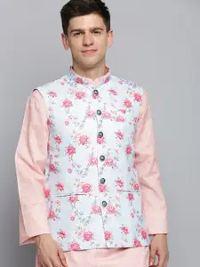 SHOWOFF Men Floral Printed Mandarin Collar Nehru Jacket