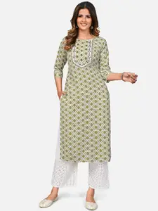 Vbuyz Geometric Printed Mirror Work Kurta