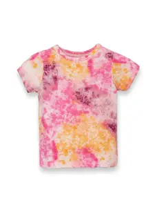 KiddoPanti Girls Abstract Printed Cotton T-shirt