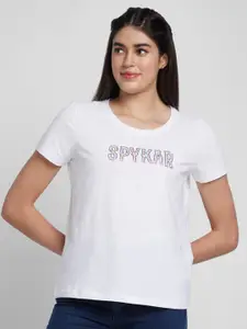 SPYKAR Round Neck Typography Printed Cotton T-shirt