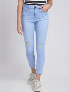 SPYKAR Women Super Skinny Fit High-Rise Mildly Distressed Heavy Fade Stretchable Jeans