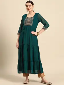 Anouk Women Ethnic Motifs Embroidered Tiered Kurta