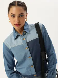 Kook N Keech Women Comfort Opaque Cotton Colourblocked Casual Shirt