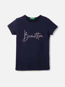United Colors of Benetton Girls Typography Printed Cotton Tshirt