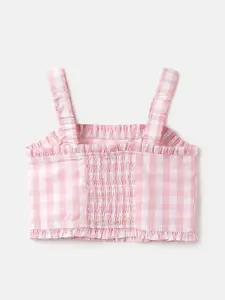 United Colors of Benetton Checked Shoulder Straps Cotton Crop Top
