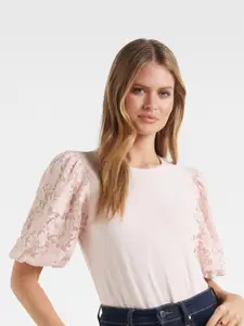 Forever New Round Neck Puff Sleeves Top