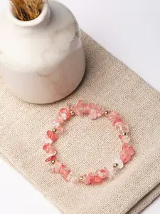Accessorize Pink Raw Stone Stretch Bracelet