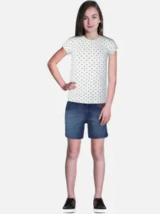 Gini and Jony Infant Girls Mid-Rise Pocket Detailing Washed Denim Shorts