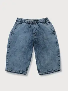 Gini and Jony Boys Washed Mid-Rise Knee Length Denim Shorts