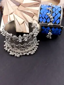 VAGHBHATT Set of 2 Sterling Silver Oxidised Silver-Plated Cuff Bracelet
