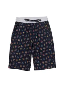 Gini and Jony Boys Printed Mid Rise Above Knee Length Cotton Shorts