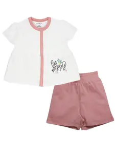 My Milestones Infant Girls Printed Pure Cotton Top with Shorts