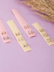 Accessorize Women Set Of 10 Gold-Toned Contemporary Studs Earrings