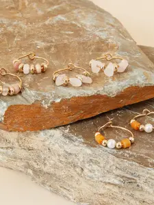 Accessorize Set Of 3 Beads Studded Hoop Earrings