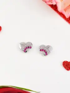 Studio Voylla 925 Sterling Silver Heart Shaped Studs Earrings