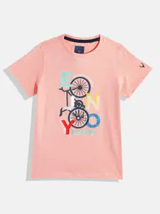 Allen Solly Junior Boys Bicycle & Typography Printed Pure Cotton T-shirt