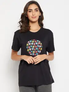 Clovia Emoji Print 100% Cotton Lounge T-shirt
