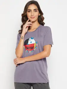 Clovia Emoji Printed Pure Cotton Lounge T-shirt LT0124N15XXL