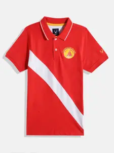 Allen Solly Junior Boys Placement Striped Polo Collar Pure Cotton T-shirt