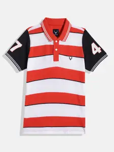 Allen Solly Junior Boys Striped Polo Collar Pure Cotton T-shirt