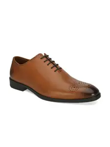 San Frissco Men Perforated Genuine Leather Formal Oxfords