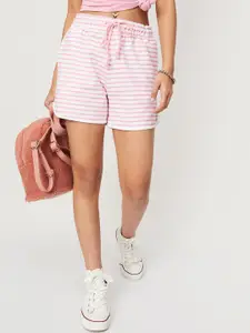 max Girls Mid-Rise Striped Pure Cotton Shorts