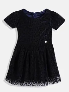 Allen Solly Junior Girls Leopard Print Net A-Line Dress