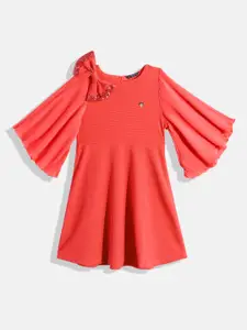 Allen Solly Junior Girls Embellished Flared Sleeve Fit & Flare Dress