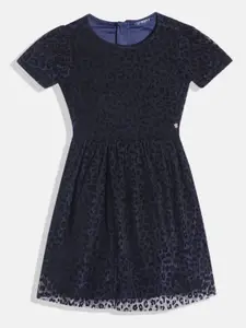 Allen Solly Junior Girls Self Design Fit & Flare Dress