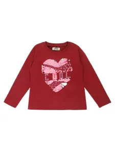 Cantabil Girls Sequined Cotton T-shirt