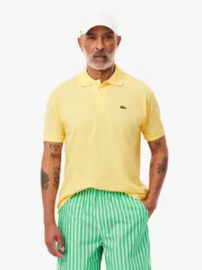 Lacoste Men Applique Polo Collar  Pure Cotton T-shirt