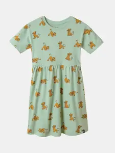 The Souled Store Girls Graphic Printed Cotton A-Line Dress