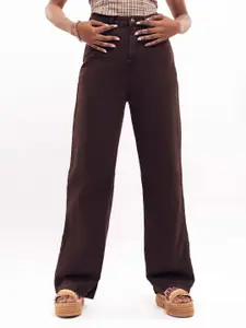 FREAKINS Women Straight Fit High-Rise Pure Cotton Jeans