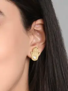 ToniQ Gold-Plated Contemporary Studs Earrings