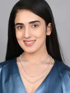 ToniQ Women Set Of 6 Silver-Plated Layered Necklace